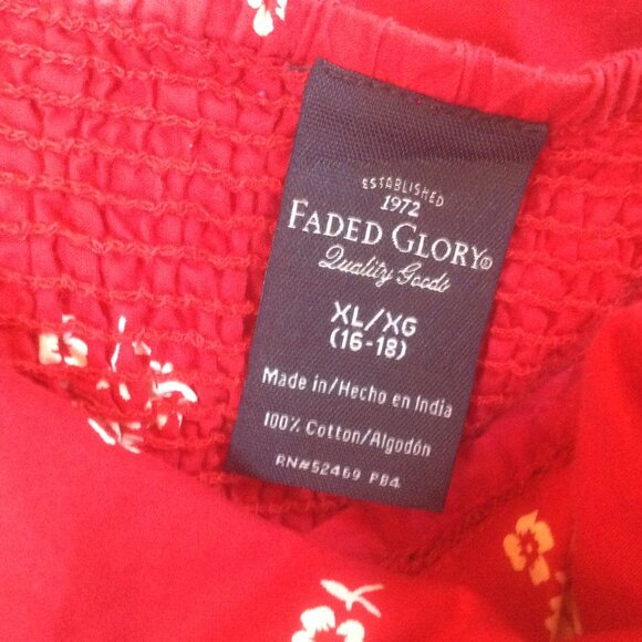 Faded Glory Red Floral Babydoll Style Retro Y2K Smocked Back Tank Top Size XL - Picture 3 of 4